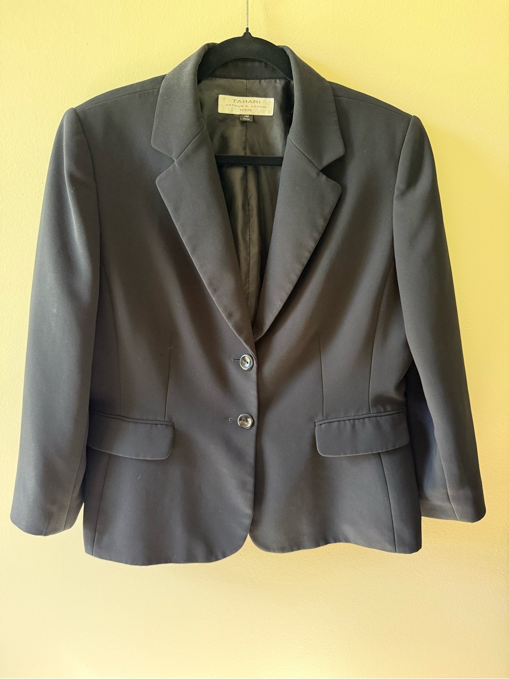 Tahari ASL Black Classic Tailored Blazer 14P Power Career Office Jacket Petite